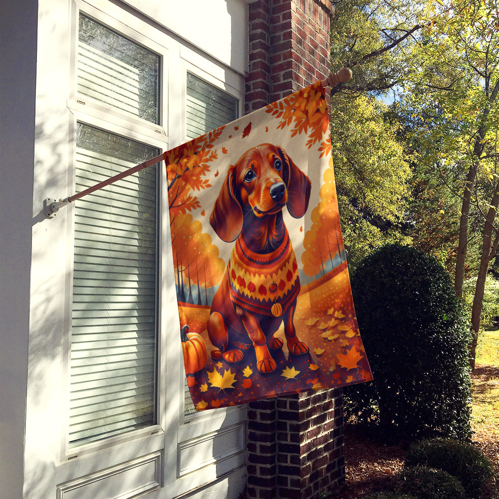 Dachshund Fall House Flag