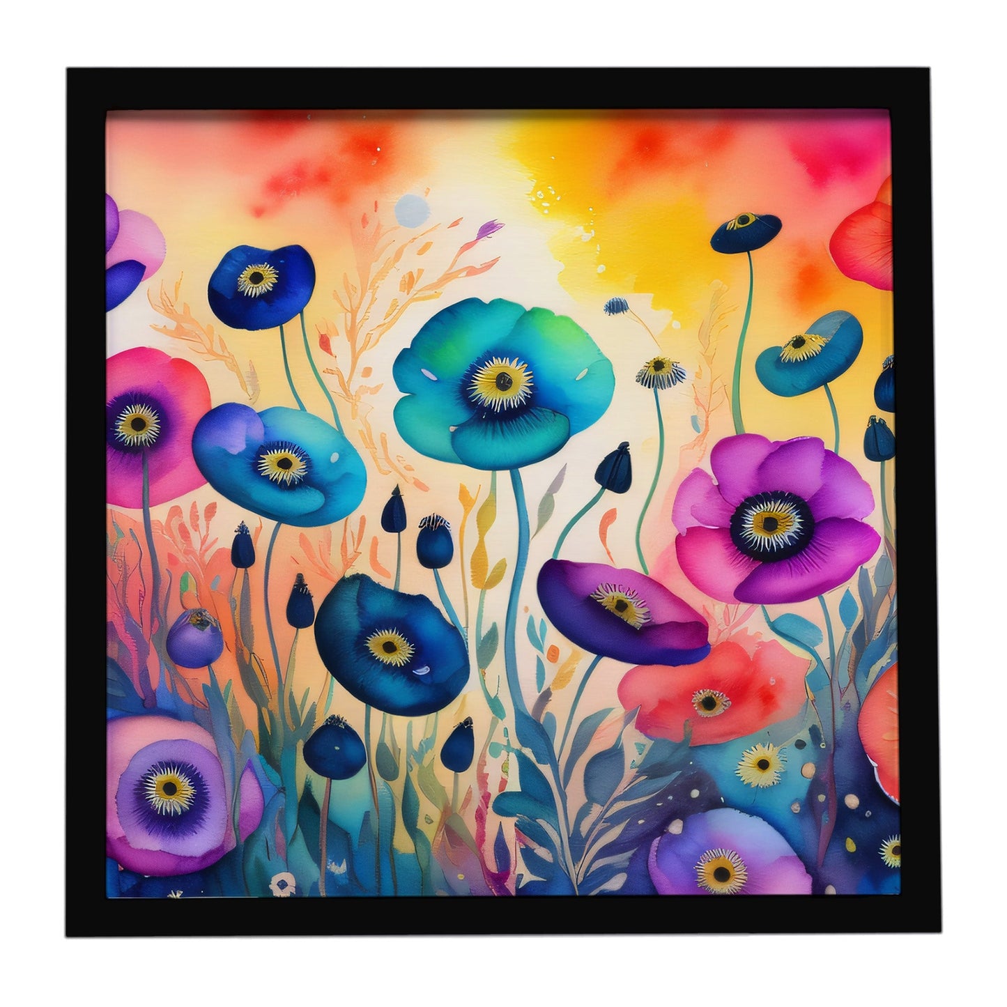 Anemones in Color Framed Metal Print