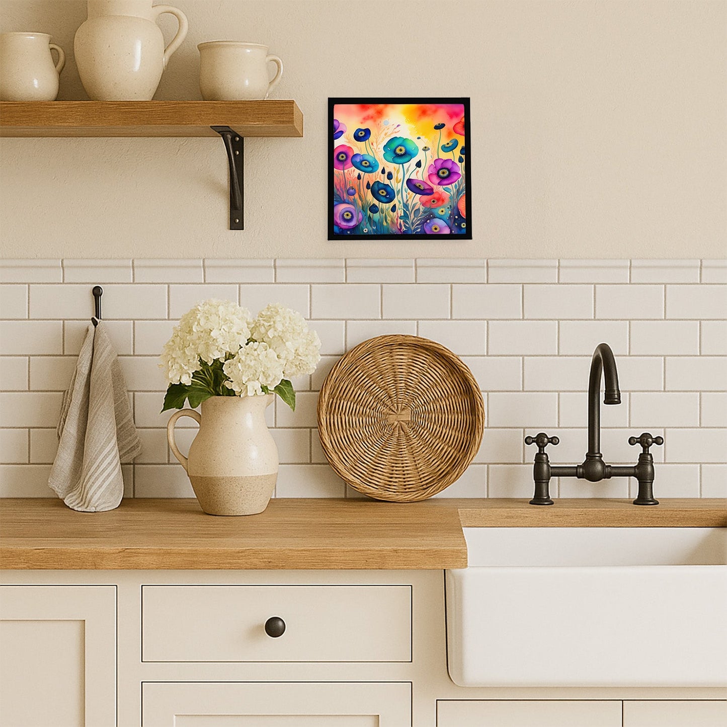 Anemones in Color Framed Metal Print