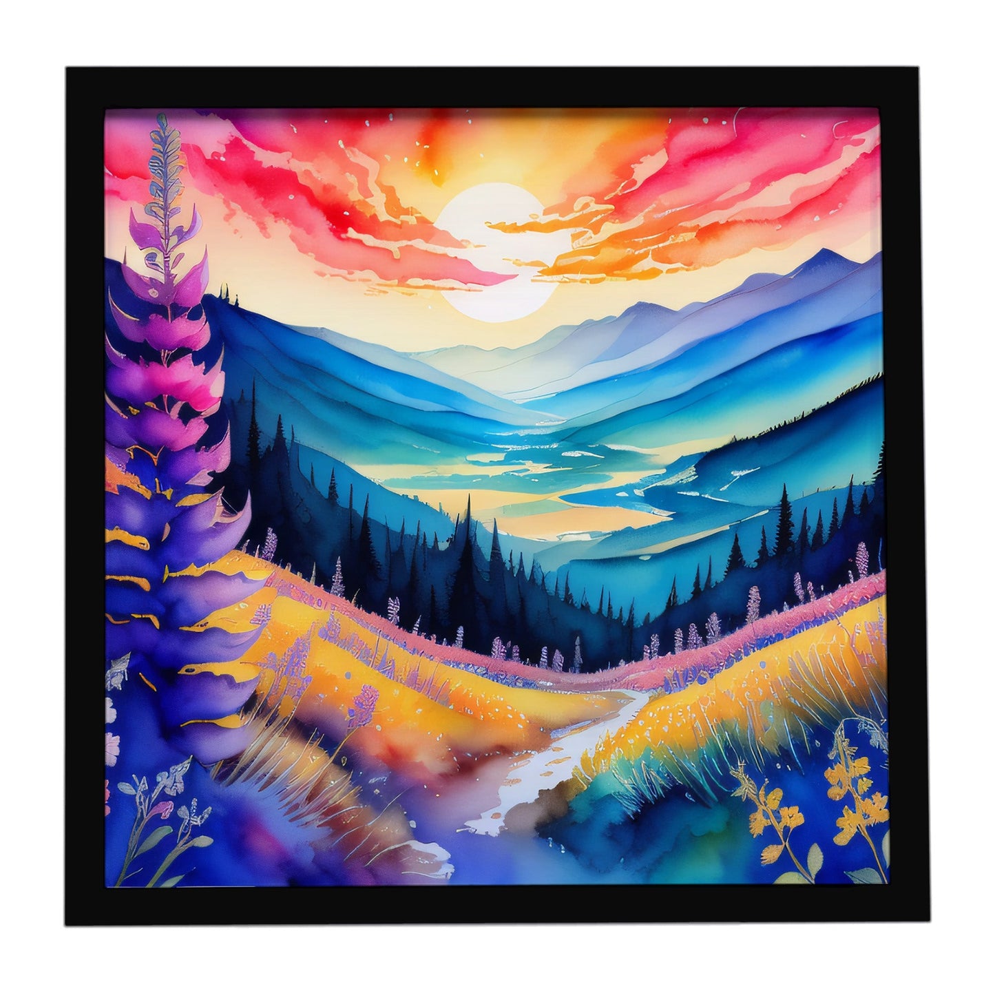 Annual Larkspur in Color Framed Metal Print