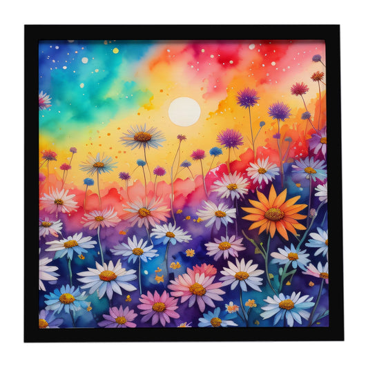 Asters in Color Framed Metal Print