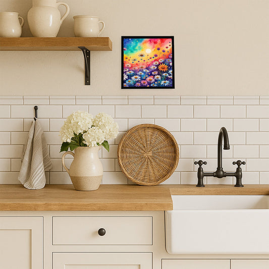 Asters in Color Framed Metal Print