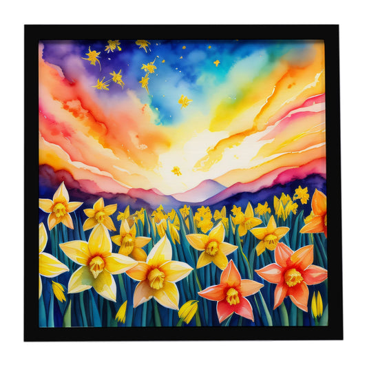 Daffodils in Color Framed Metal Print