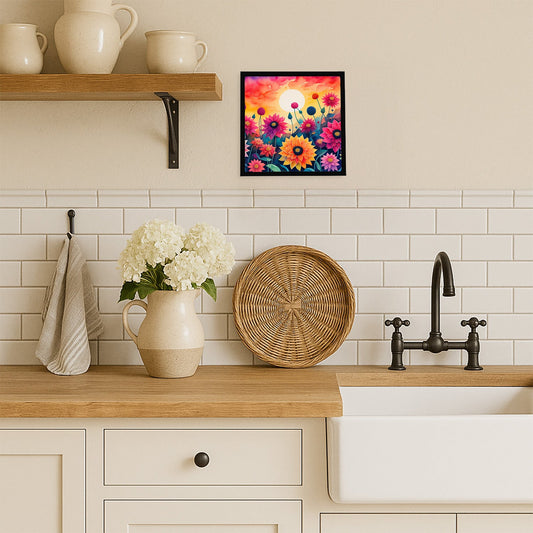 Dahlias in Color Framed Metal Print