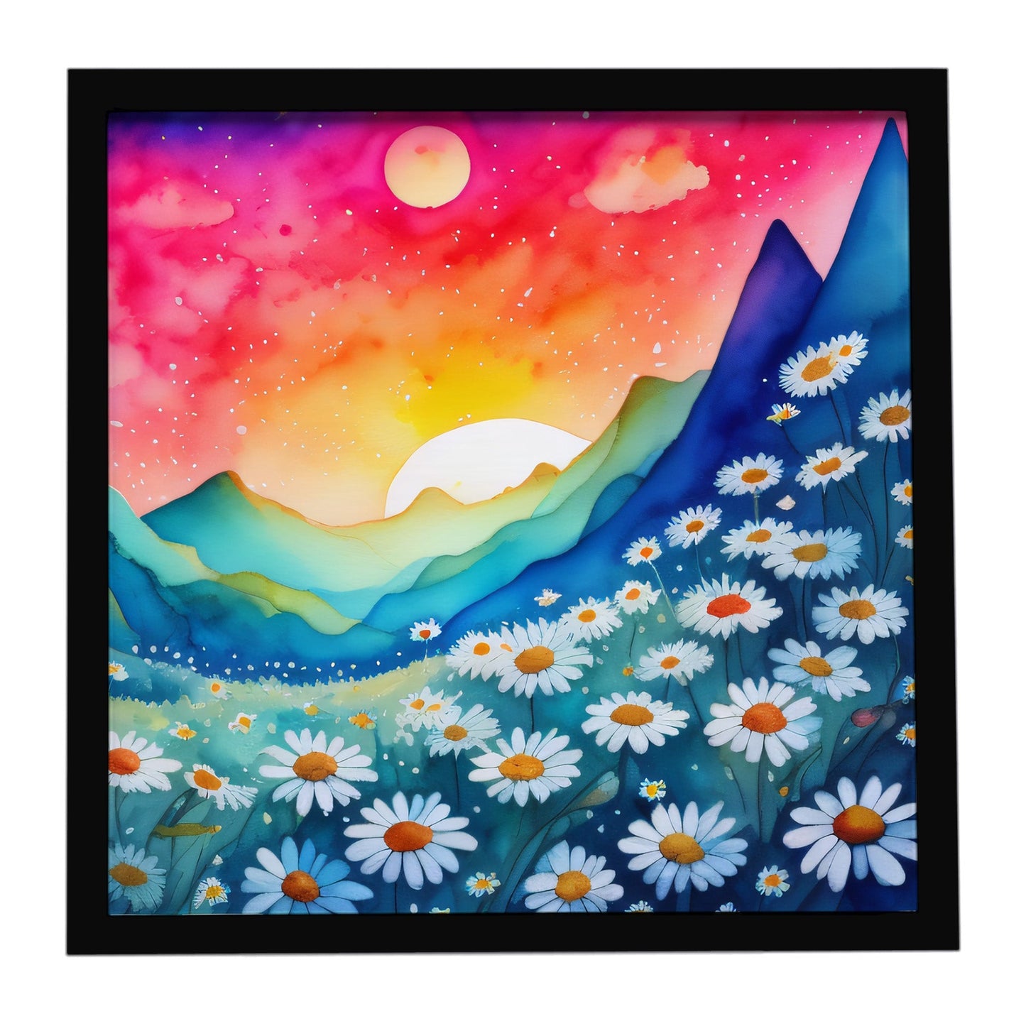 Daisies in Color Framed Metal Print