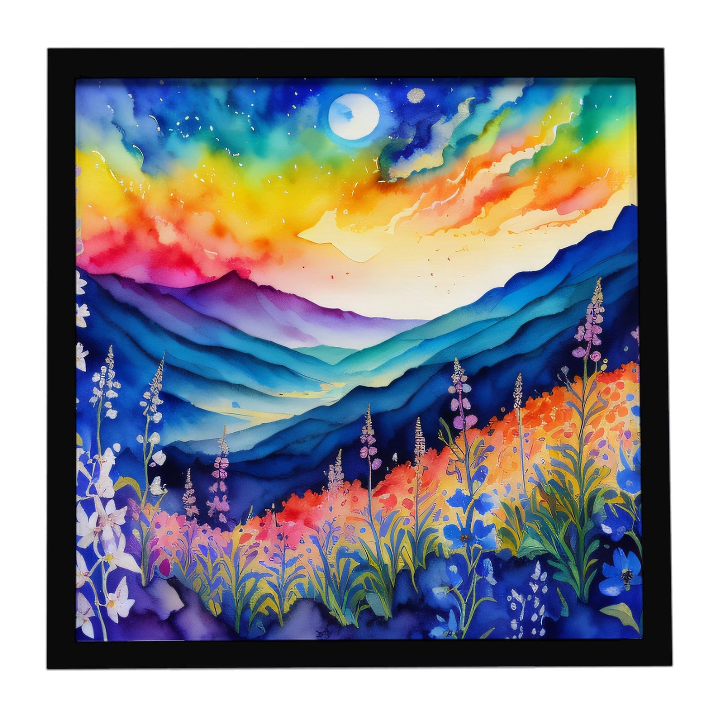 Delphinium in Color Framed Metal Print