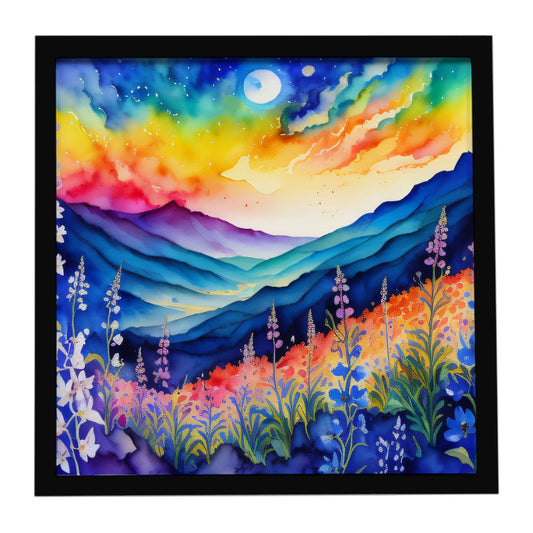 Delphinium in Color Framed Metal Print