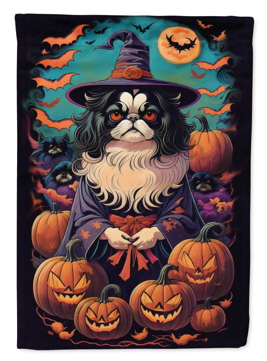 Japanese Chin Witchy Halloween House Flag