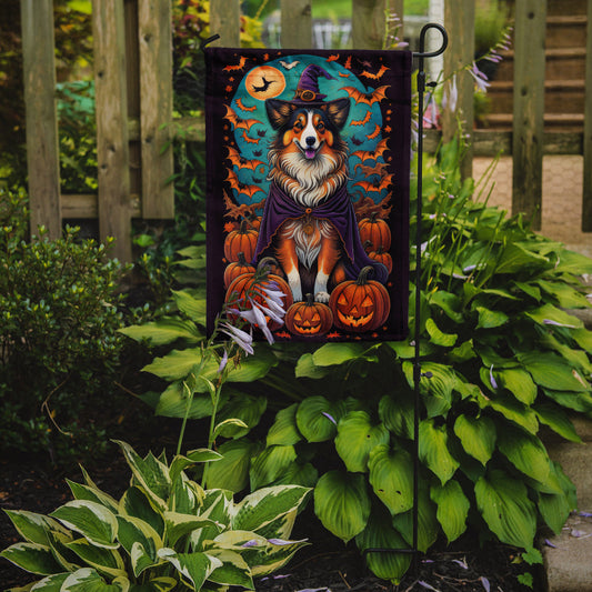 Sheltie Witchy Halloween Garden Flag – Outdoor Decorative Garden Flag