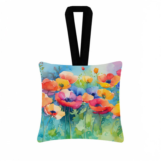 Anemones in Watercolor Hanging Square Fabric Ornament 3.5 × 3.5