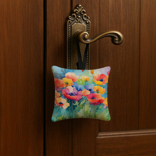 Anemones in Watercolor Hanging Square Fabric Ornament 3.5 × 3.5