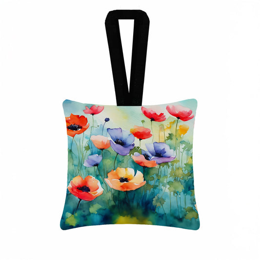 Anemones in Watercolor Hanging Square Fabric Ornament 3.5 × 3.5