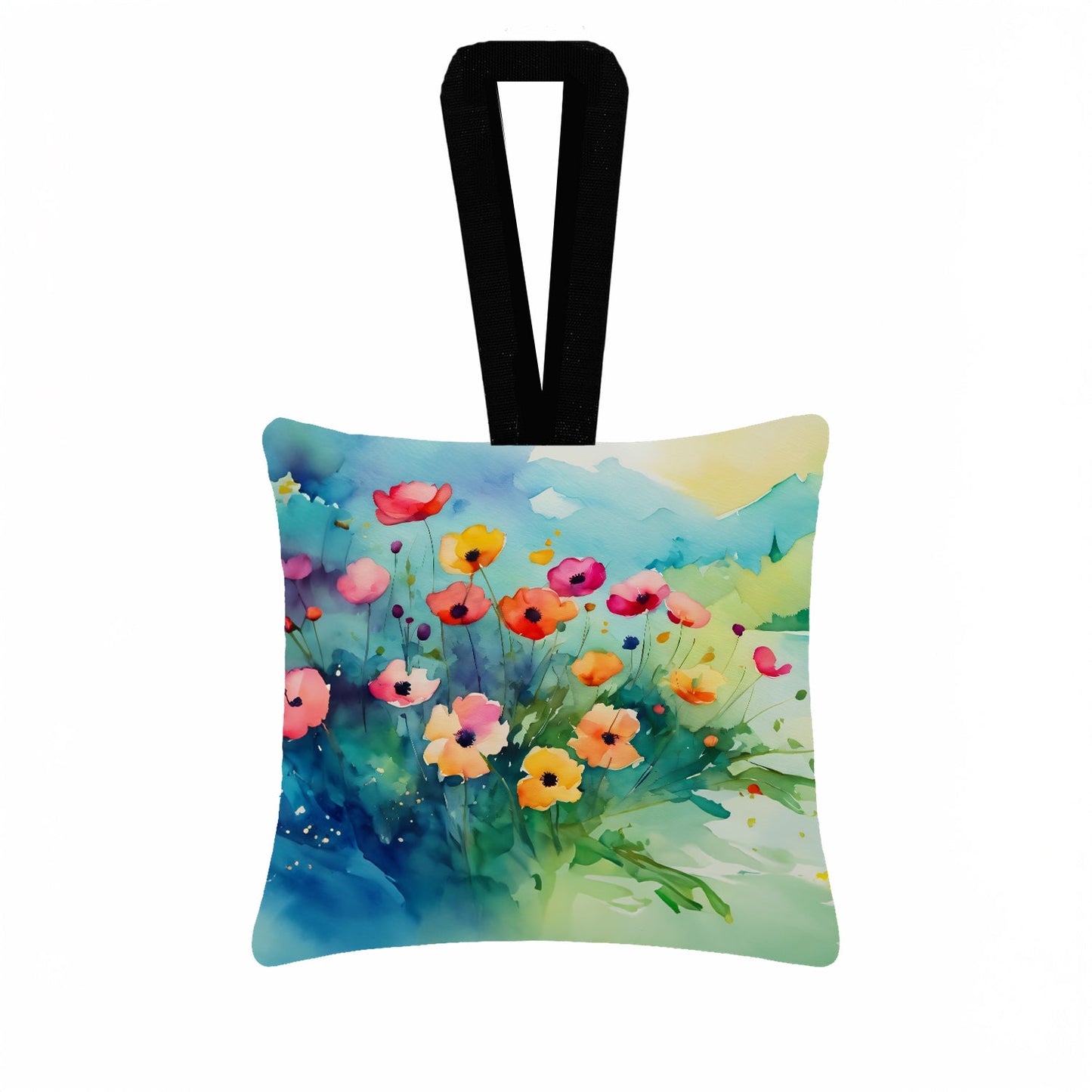 Anemones in Watercolor Hanging Square Fabric Ornament 3.5 × 3.5