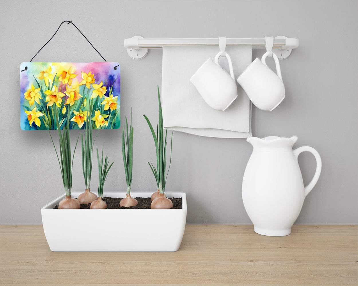 Daffodils in Watercolor Wall or Door Hanging Prints