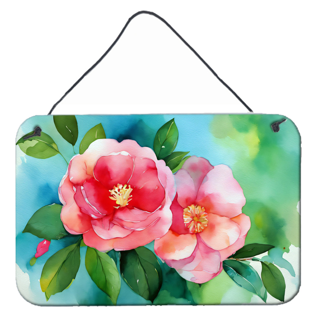 Alabama Camellia in Watercolor Wall or Door Hanging Prints