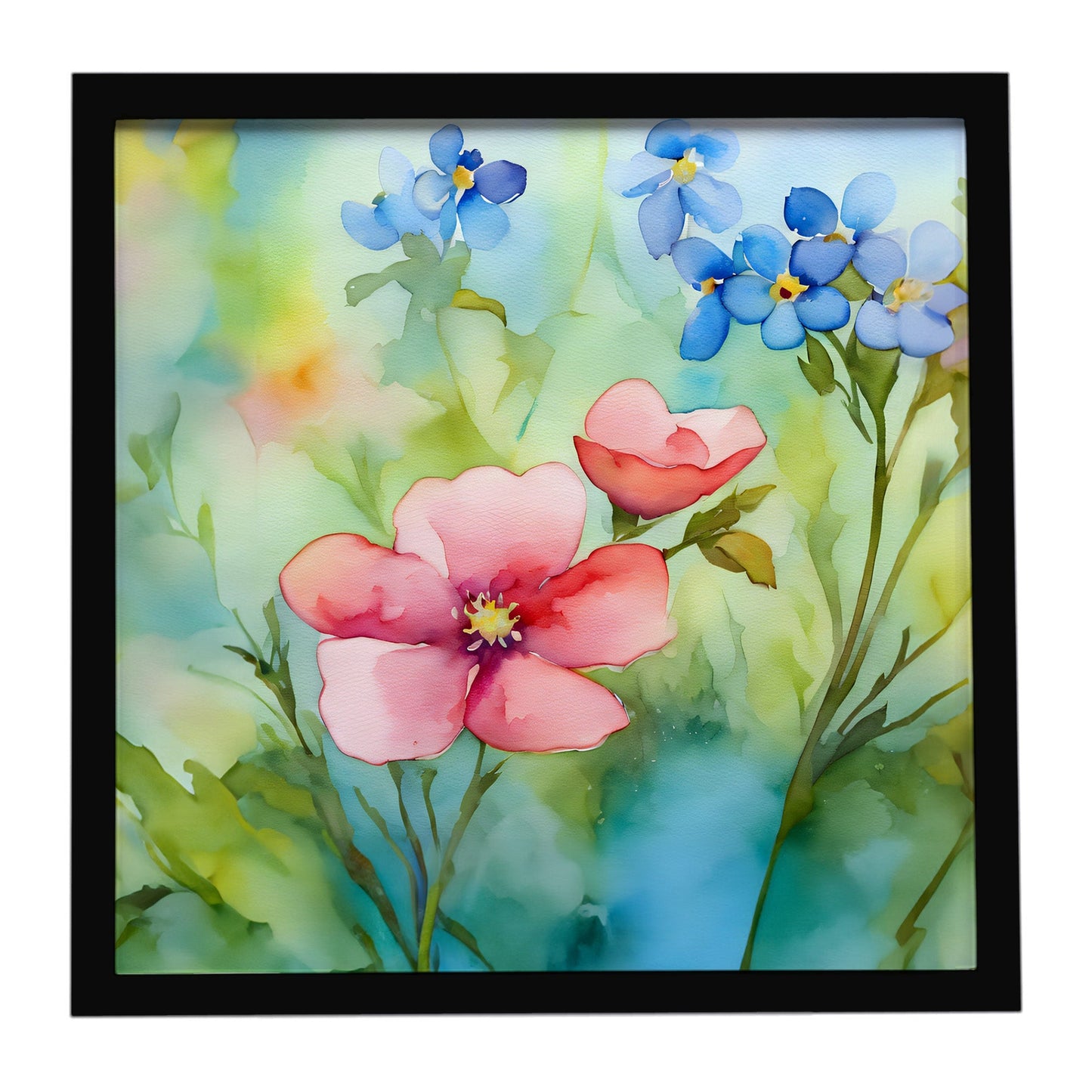 Alaska Forget-me-nots in Watercolor Framed Metal Print