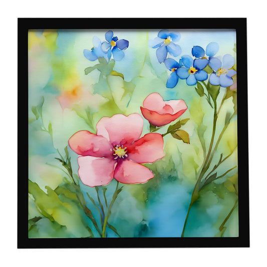 Alaska Forget-me-nots in Watercolor Framed Metal Print