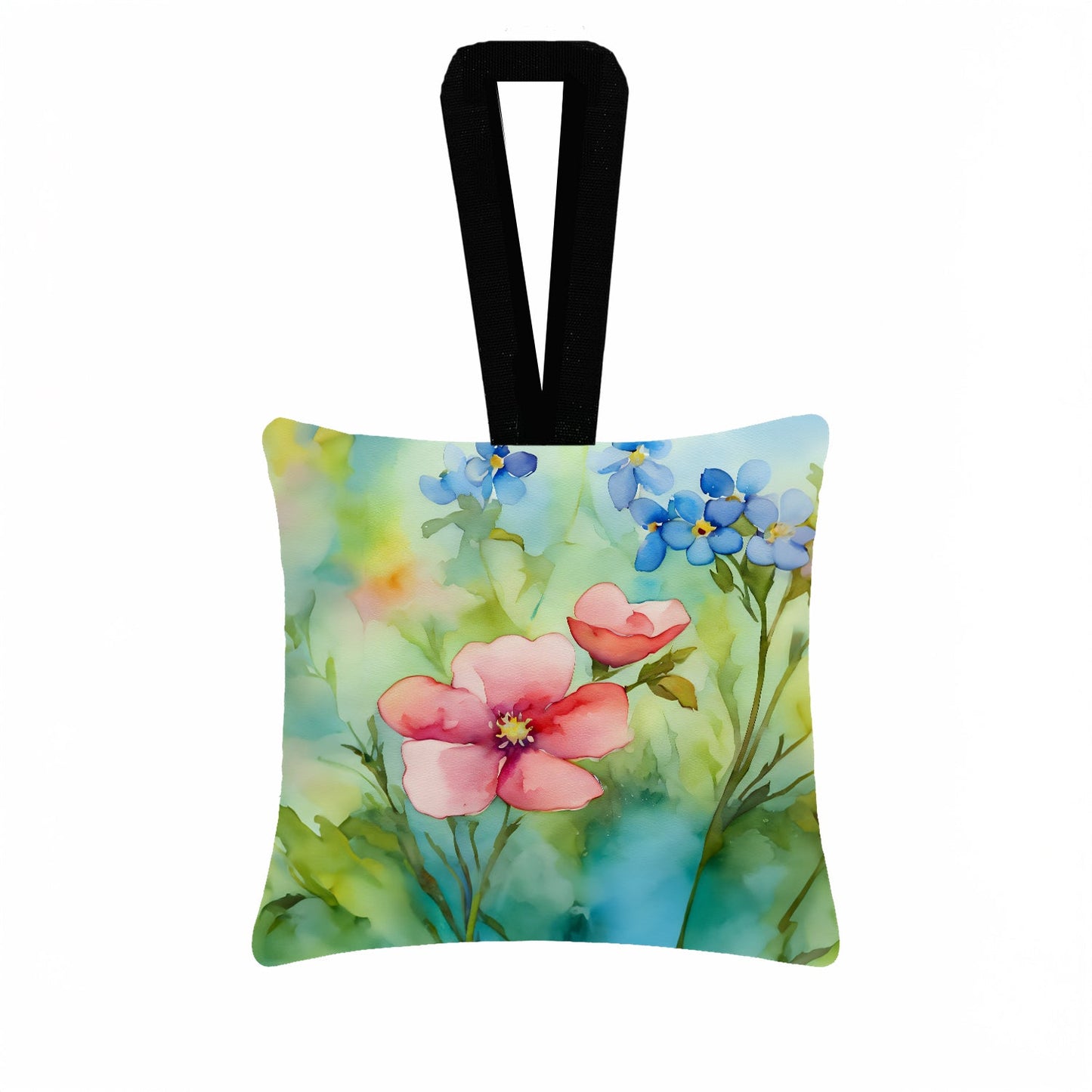 Alaska Forget-me-nots in Watercolor Hanging Square Fabric Ornament 3.5 × 3.5