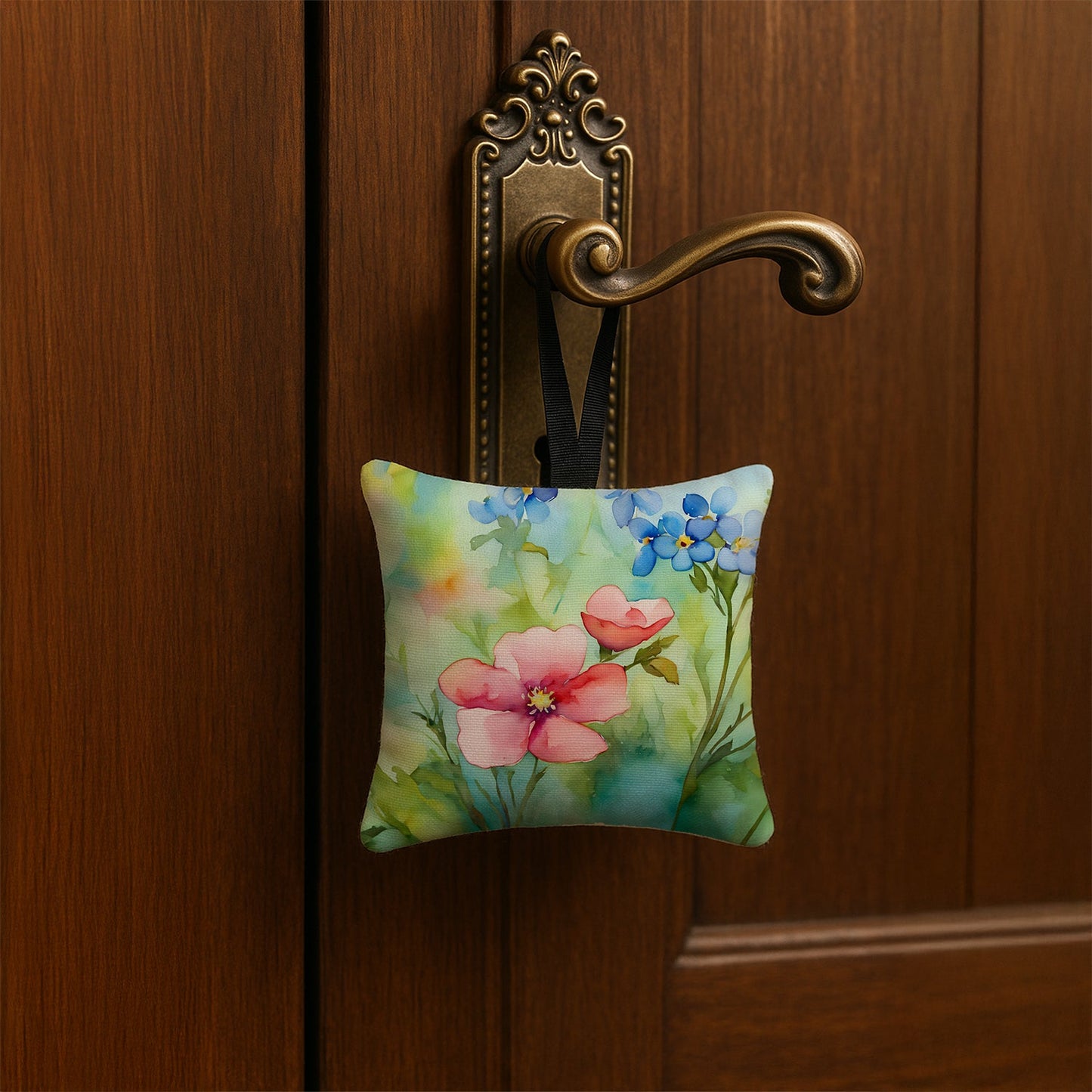 Alaska Forget-me-nots in Watercolor Hanging Square Fabric Ornament 3.5 × 3.5