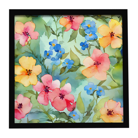 Alaska Forget-me-nots in Watercolor Framed Metal Print