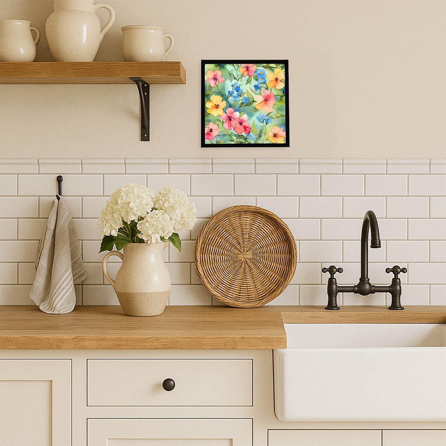 Alaska Forget-me-nots in Watercolor Framed Metal Print