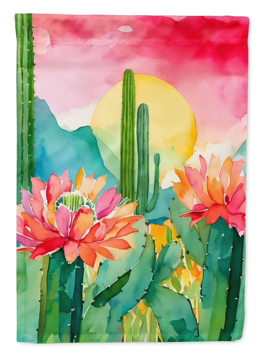 Arizona Saguaro Cactus Blossom in Watercolor Garden Flag – Outdoor Decorative Yard Flag
