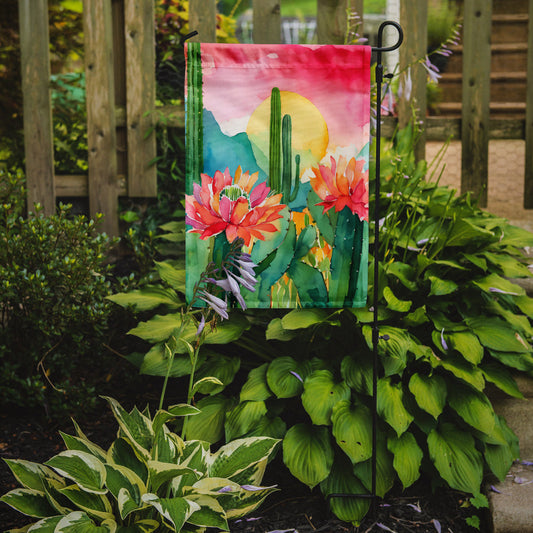 Arizona Saguaro Cactus Blossom in Watercolor Garden Flag – Outdoor Decorative Yard Flag