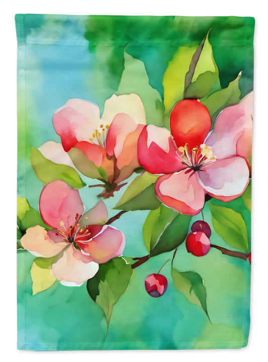 Arkansas Apple Blossom in Watercolor Garden Flag – Outdoor Decorative Yard Flag