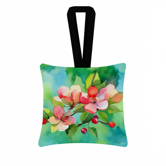 Arkansas Apple Blossom in Watercolor Hanging Square Fabric Ornament 3.5 × 3.5