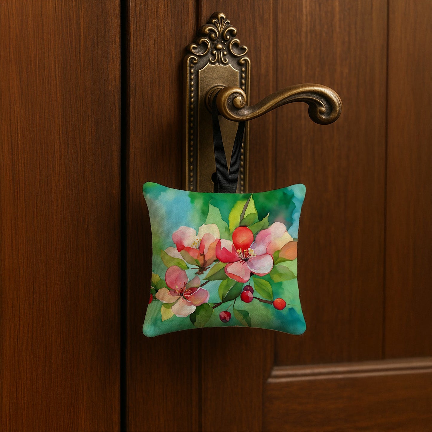 Arkansas Apple Blossom in Watercolor Hanging Square Fabric Ornament 3.5 × 3.5