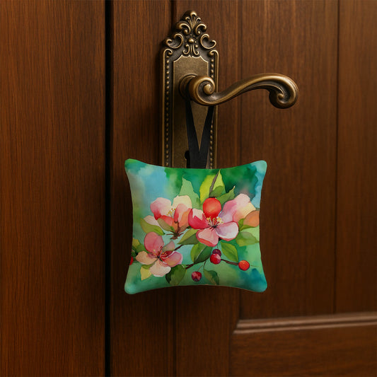Arkansas Apple Blossom in Watercolor Hanging Square Fabric Ornament 3.5 × 3.5