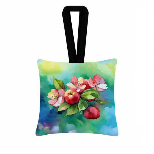Arkansas Apple Blossom in Watercolor Hanging Square Fabric Ornament 3.5 × 3.5