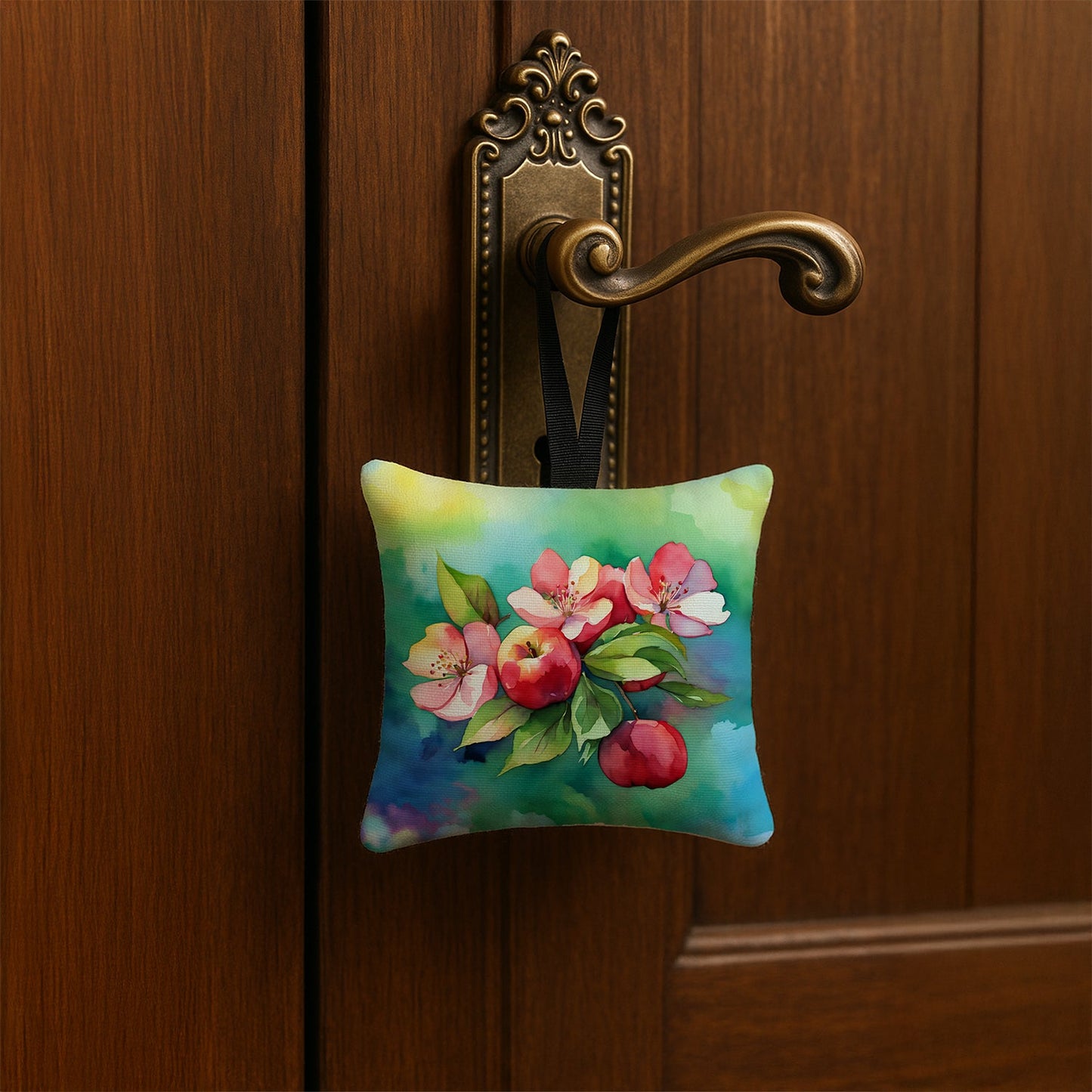 Arkansas Apple Blossom in Watercolor Hanging Square Fabric Ornament 3.5 × 3.5