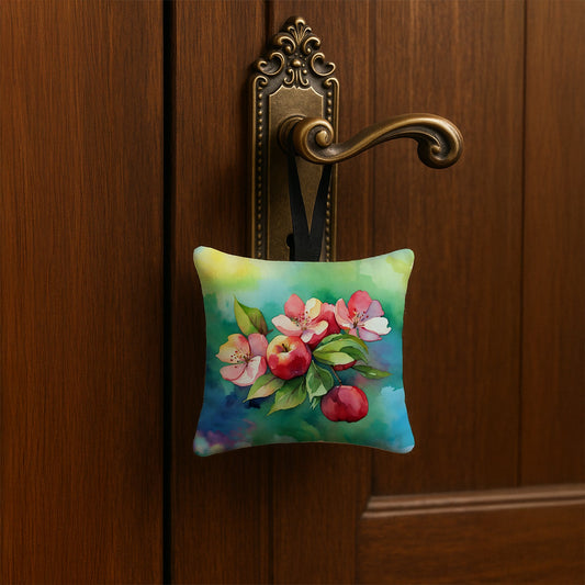 Arkansas Apple Blossom in Watercolor Hanging Square Fabric Ornament 3.5 × 3.5