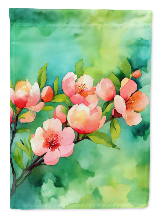 Delaware Peach Blossom in Watercolor Garden Flag – Outdoor Decorative Yard Flag
