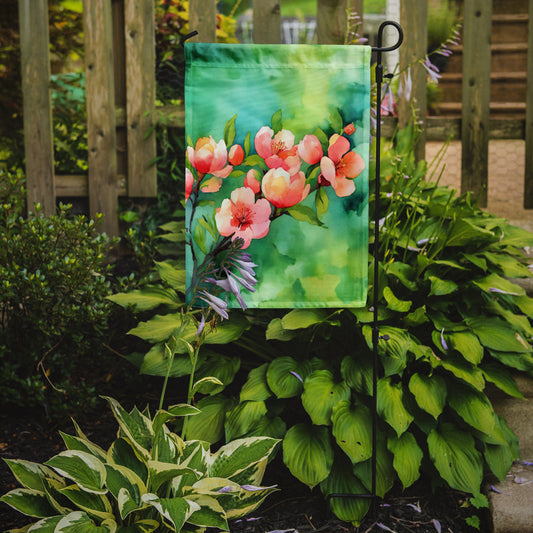 Delaware Peach Blossom in Watercolor Garden Flag – Outdoor Decorative Yard Flag