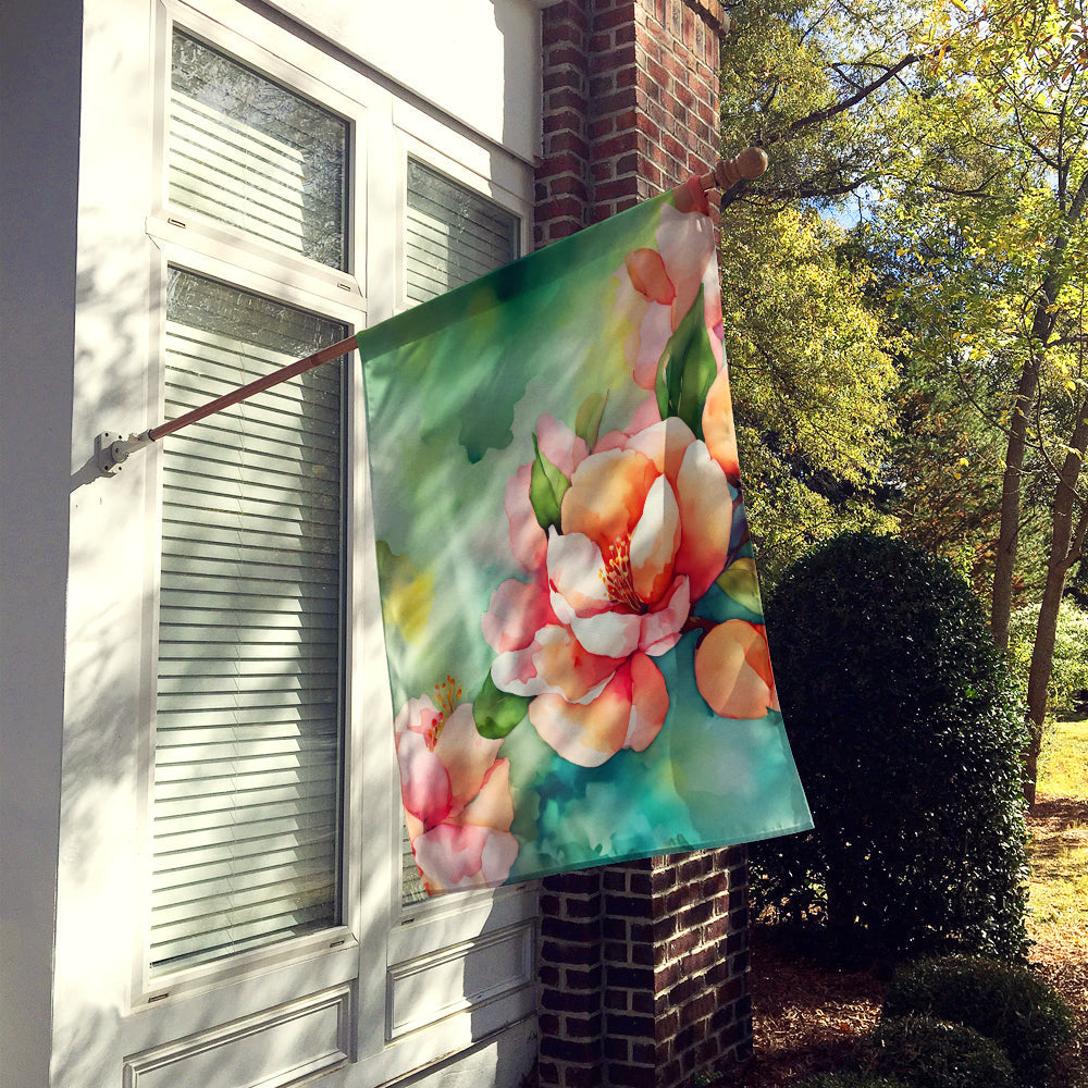 Delaware Peach Blossom in Watercolor House Flag