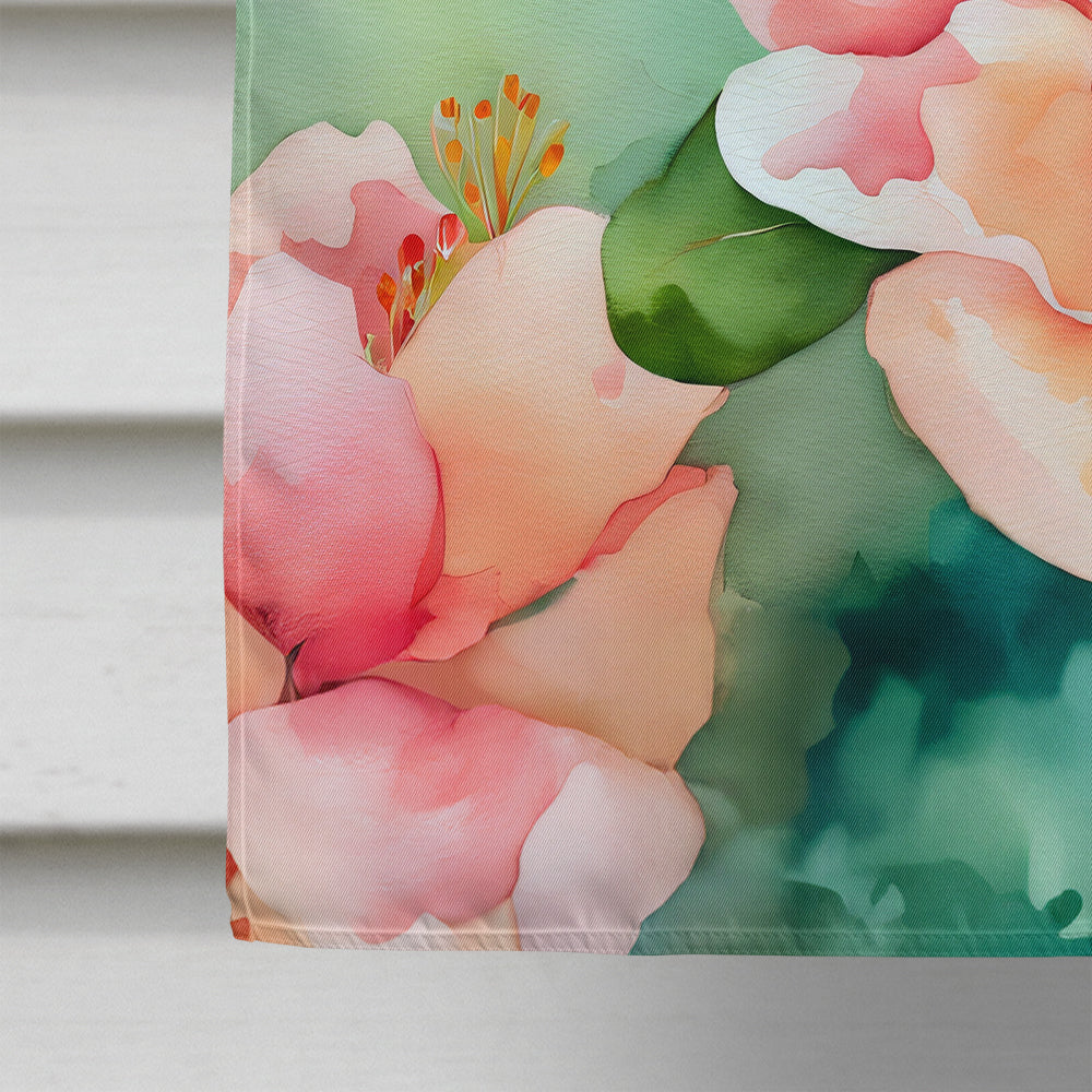 Delaware Peach Blossom in Watercolor House Flag