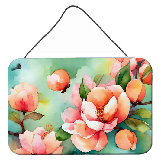 Delaware Peach Blossom in Watercolor Wall or Door Hanging Prints