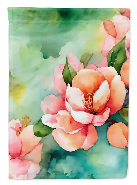 Delaware Peach Blossom in Watercolor Garden Flag – Outdoor Decorative Yard Flag