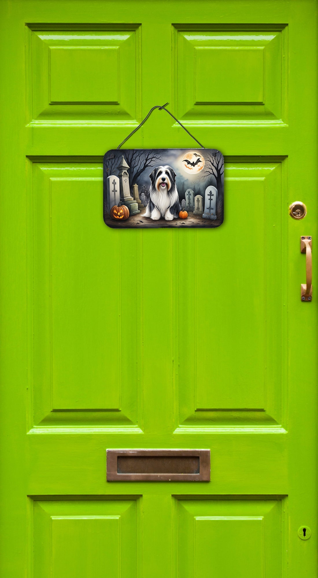 Bearded Collie Spooky Halloween Wall or Door Hanging Prints