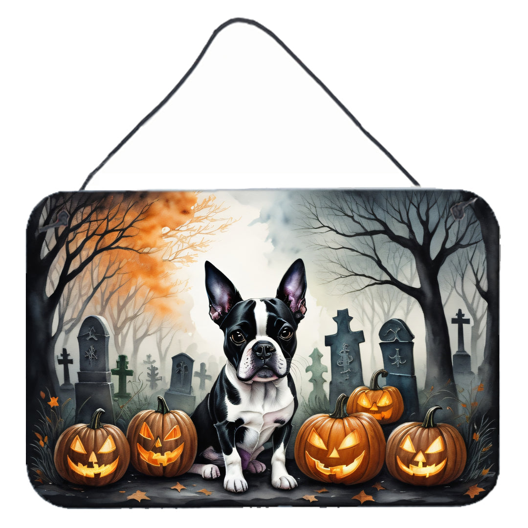 Boston Terrier Spooky Halloween Wall or Door Hanging Prints