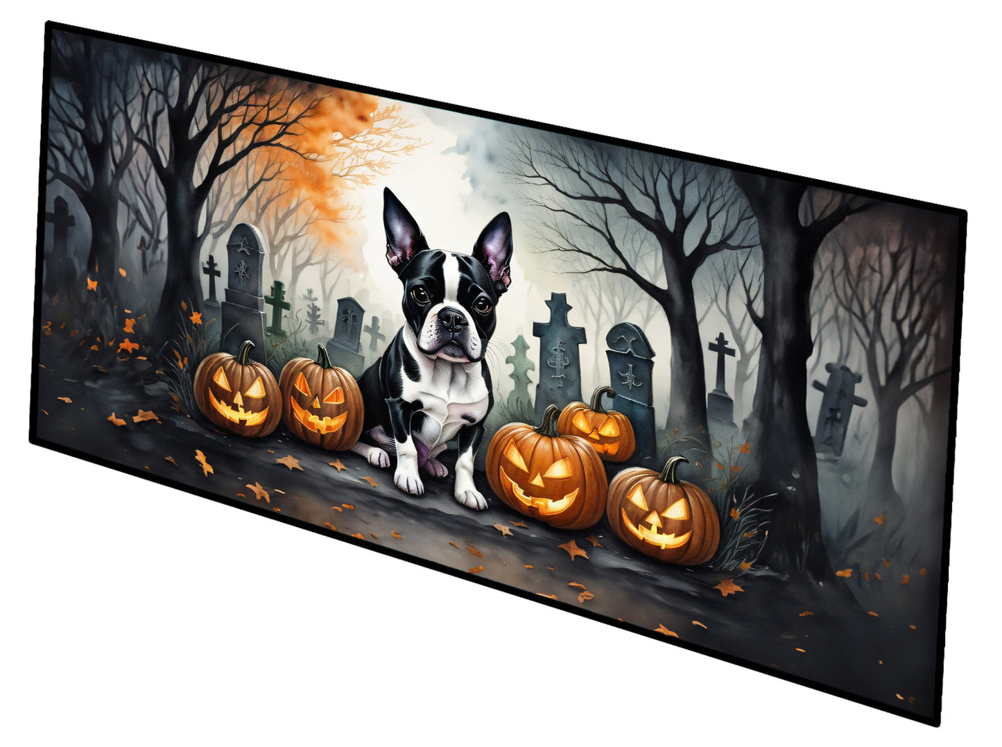 Boston Terrier Spooky Halloween Runner Mat 28x58