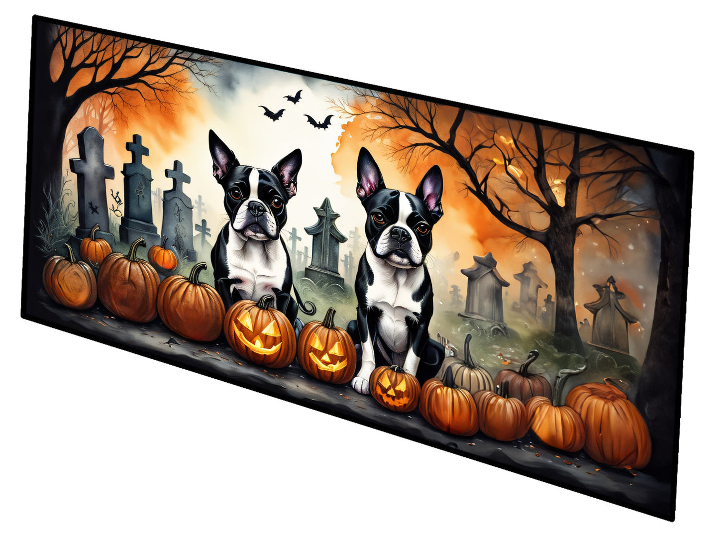 Boston Terrier Spooky Halloween Runner Mat 28x58