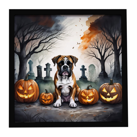 Boxer Spooky Halloween Framed Metal Print