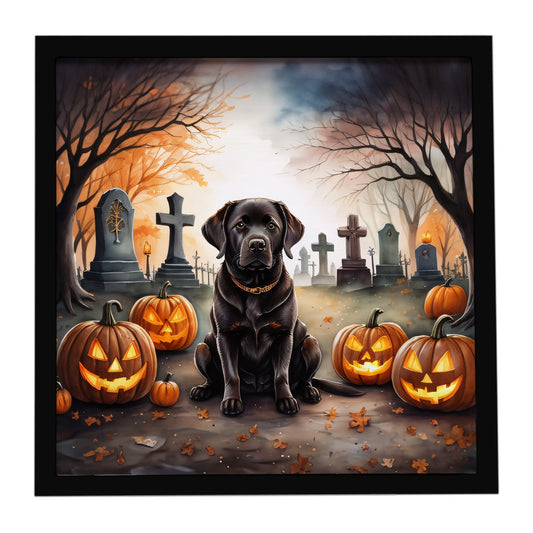 Chocolate Labrador Retriever Spooky Halloween Framed Metal Print