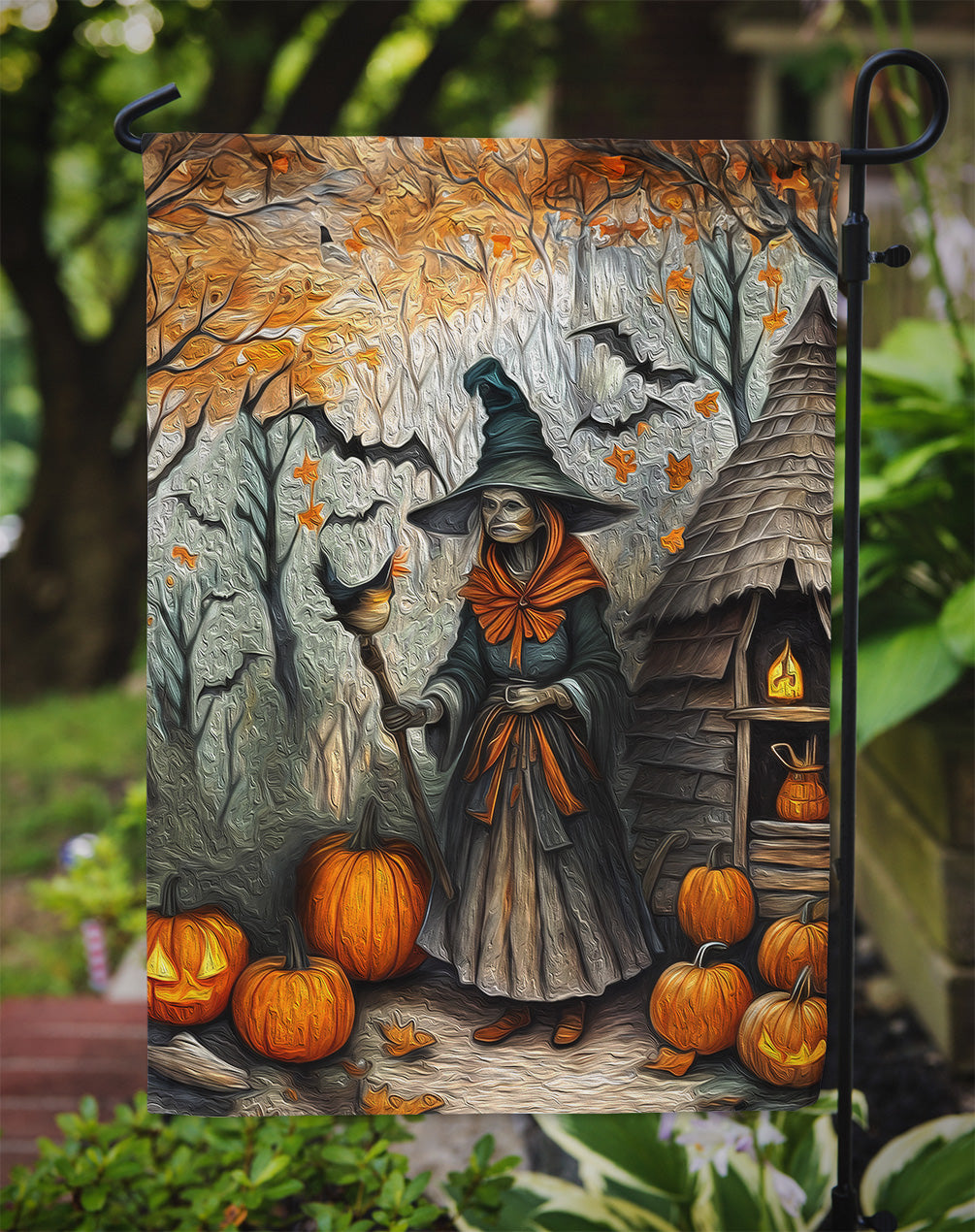 Slavic Witch Spooky Halloween Garden Flag – Outdoor Decorative Yard Flag