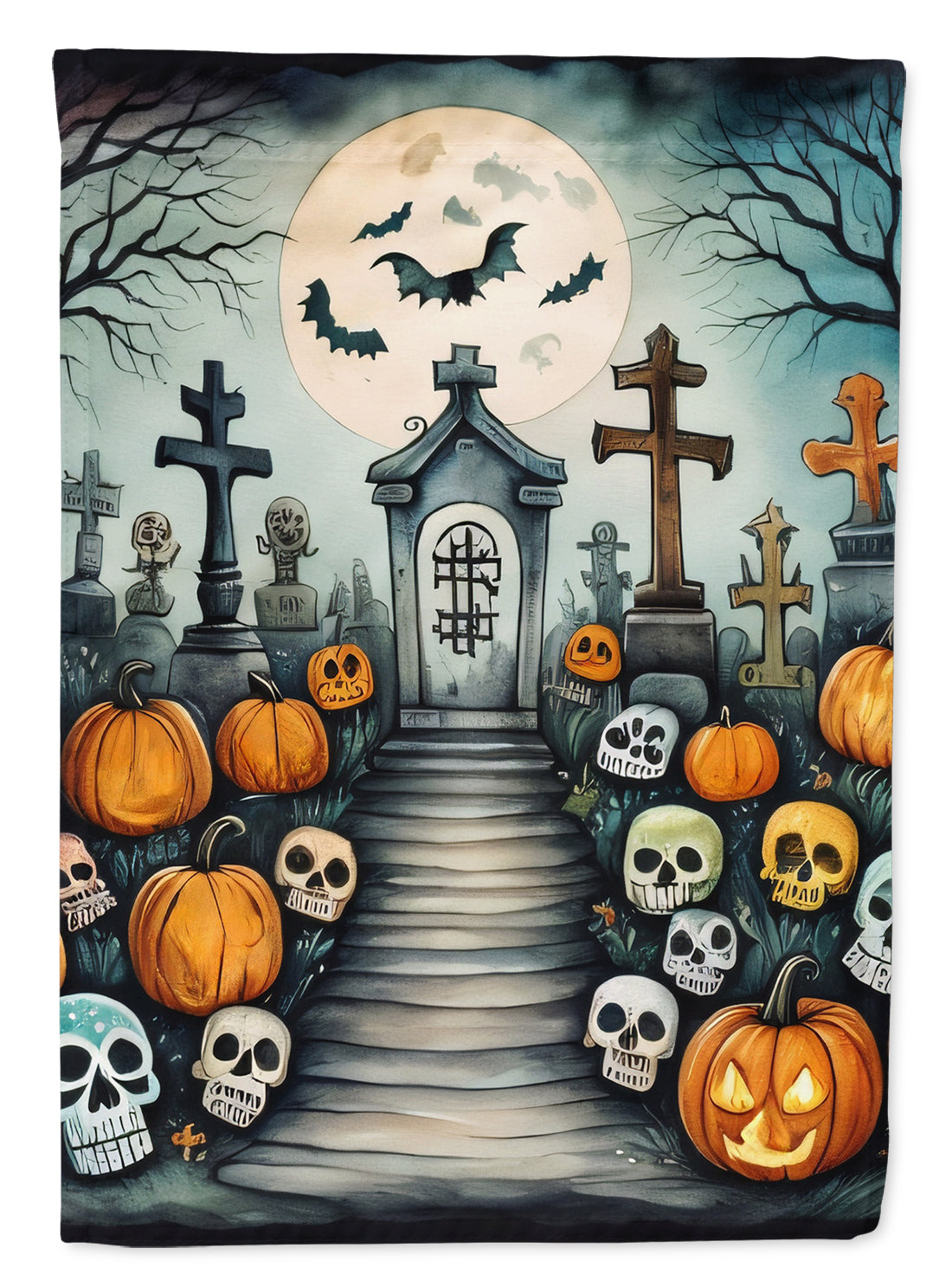 Calaveras Sugar Skulls Spooky Halloween Garden Flag – Outdoor Decorative Yard Flag