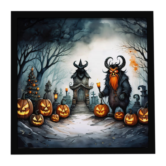 Krampus The Christmas Demon Spooky Halloween Framed Metal Print