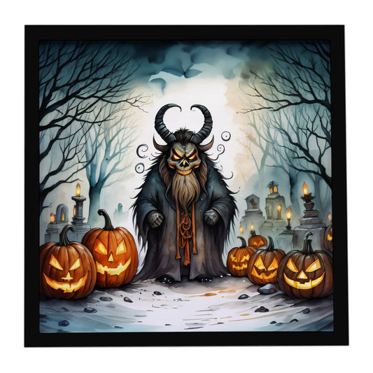 Krampus The Christmas Demon Spooky Halloween Framed Metal Print